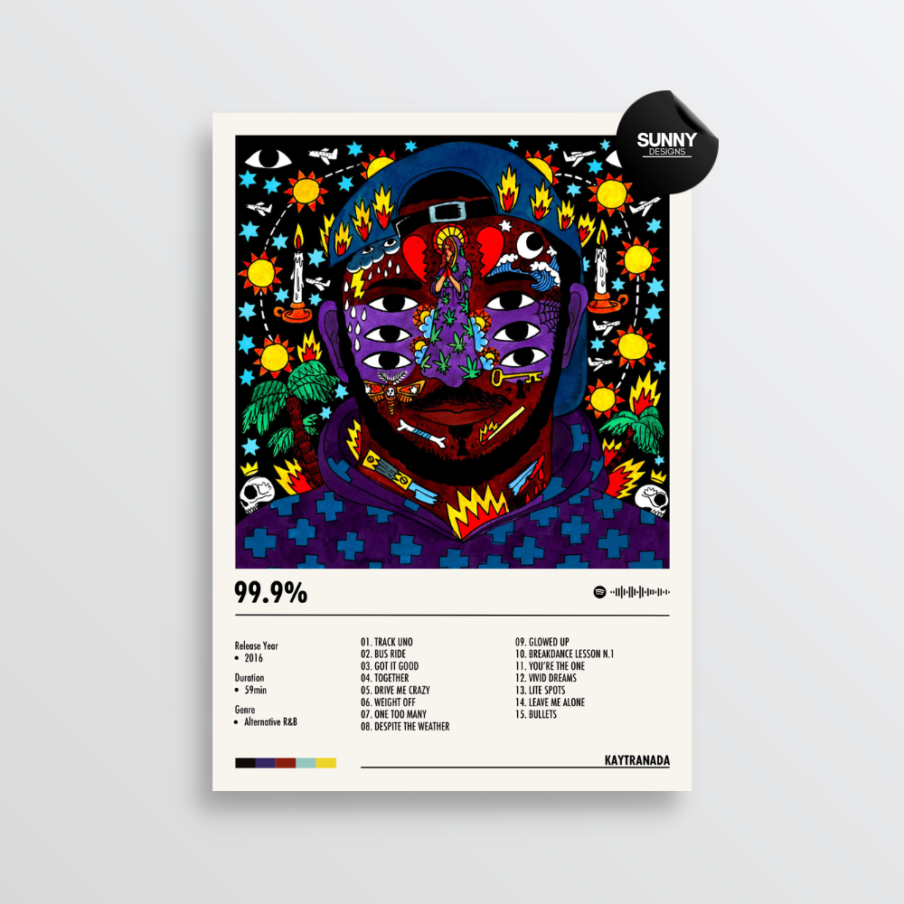 KAYTRANADA 99.9% merch custom album cover poster music poster personalized gifts poster mockup poster template album posters for wall Sunny Designs Poster
