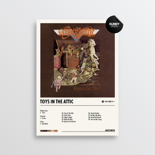 Aerosmith Toys In The Attic merch custom album cover poster music poster personalized gifts poster mockup poster template album posters for wall tracklist Sunny Designs Poster
