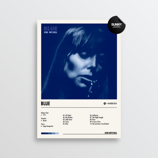 Joni Mitchell Blue merch custom album cover poster music poster personalized gifts poster mockup poster template album posters for wall Sunny Designs Poster
