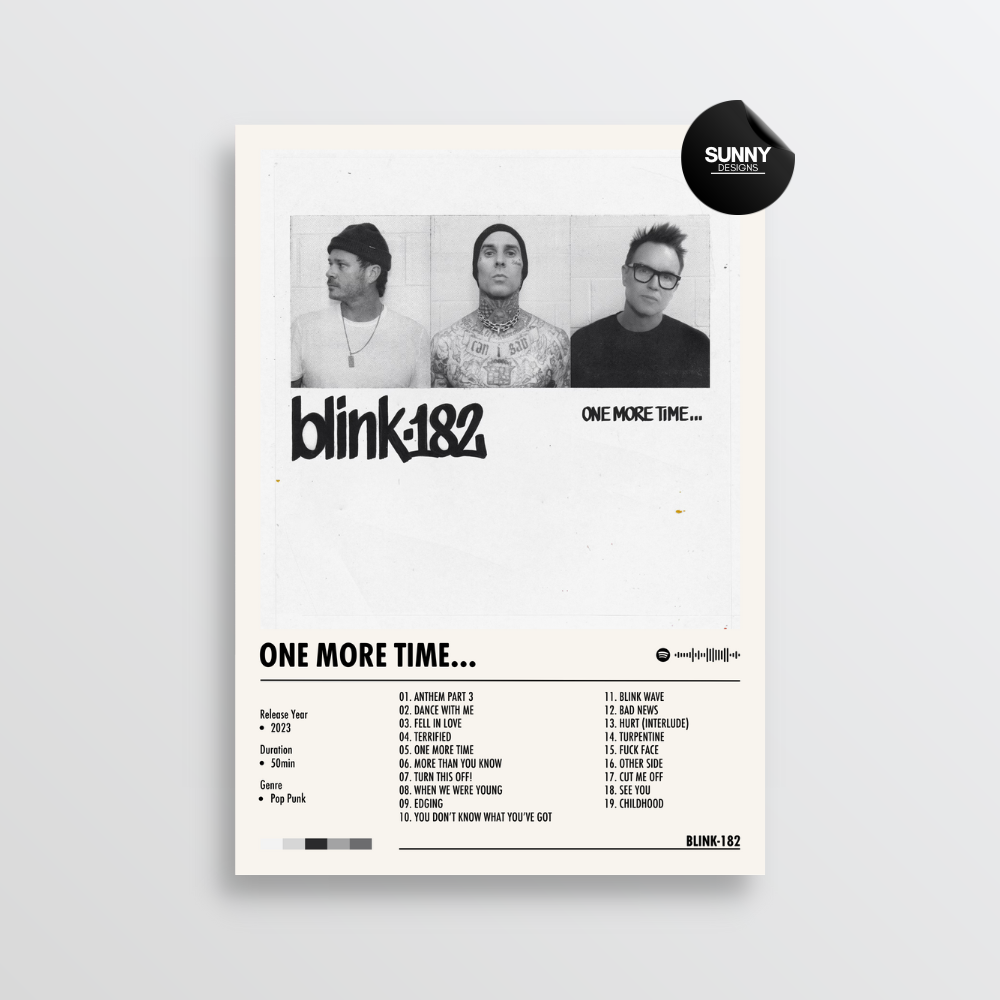 blink 182 ONE MORE TIME merch custom album cover poster music poster personalized gifts poster mockup poster template album posters for wall Sunny Designs Poster 