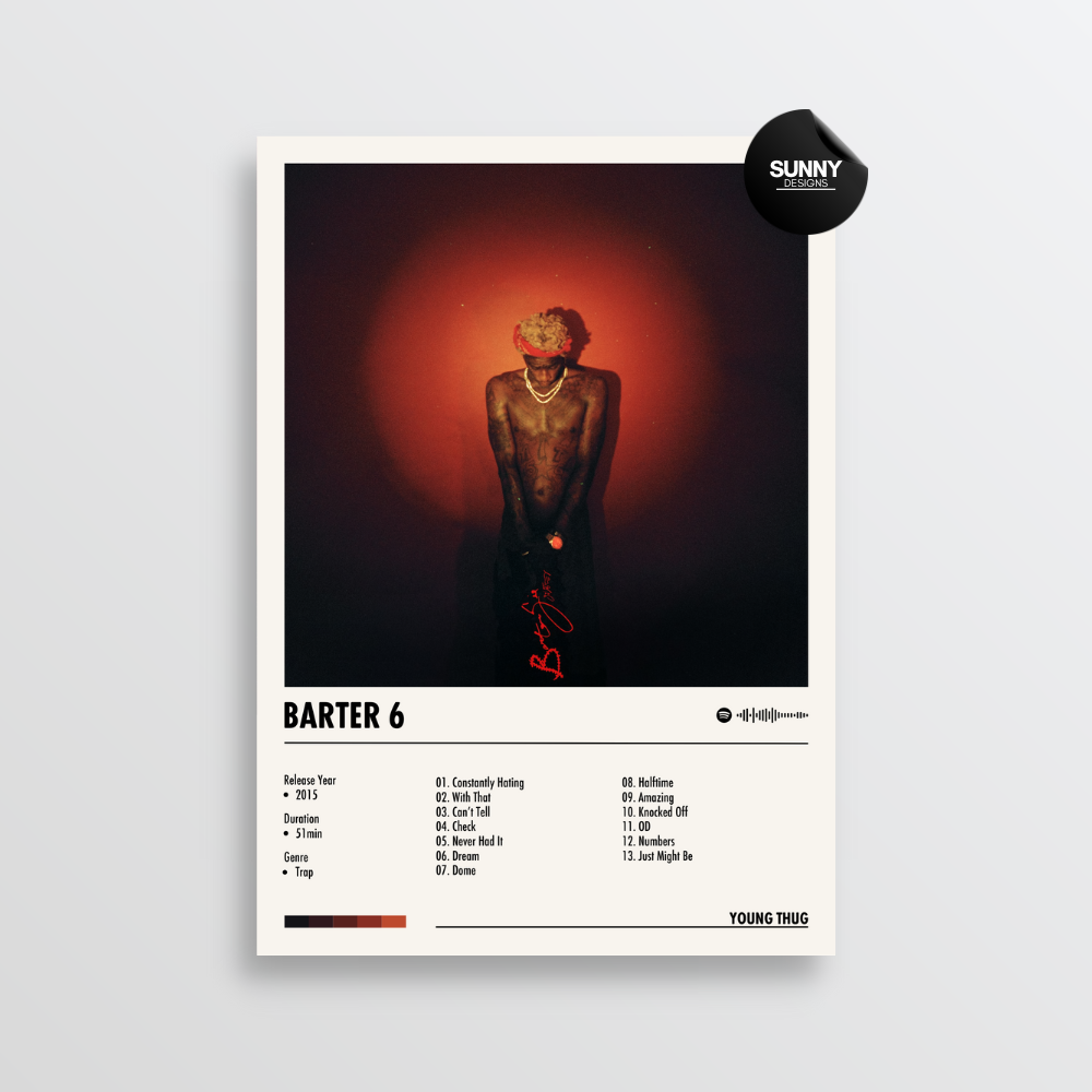 Young Thug Barter 6 merch custom album cover poster music poster personalized gifts poster mockup poster template album posters for wall Sunny Designs Poster 