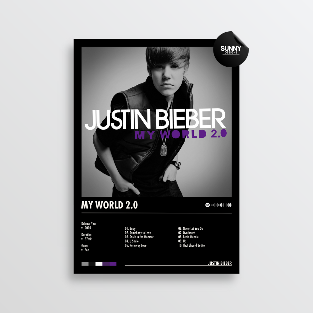 Justin Bieber My World 2.0 merch custom album cover poster music poster personalized gifts poster mockup poster template Sunny Designs Poster 