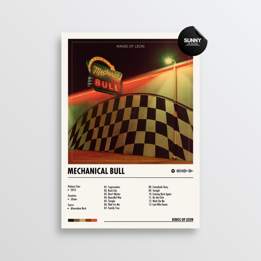 Kings of Leon Mechanical Bull tracklist merch custom album cover poster music poster personalized gifts poster mockup poster template album posters for wall Sunny Designs Poster 