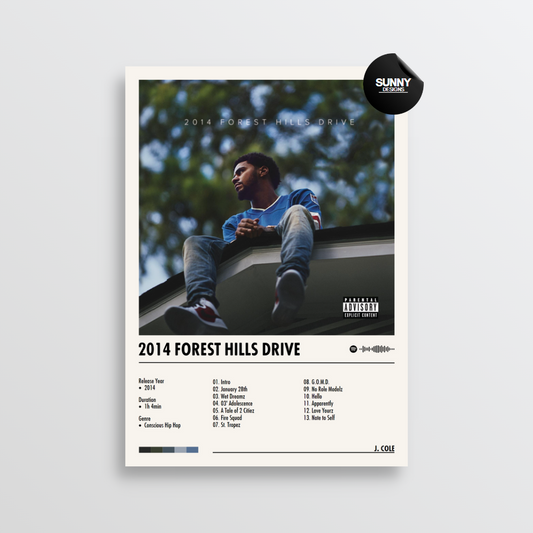J. Cole 2014 Forest Hills Drive merch custom album cover poster music poster personalized gifts poster mockup poster template Sunny Designs Poster