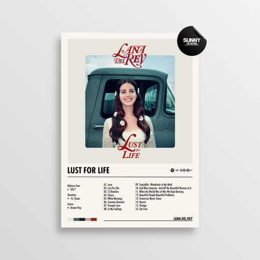 Lana Del Rey Lust For Life merch custom album cover poster music poster personalized gifts poster mockup poster template Sunny Designs Poster