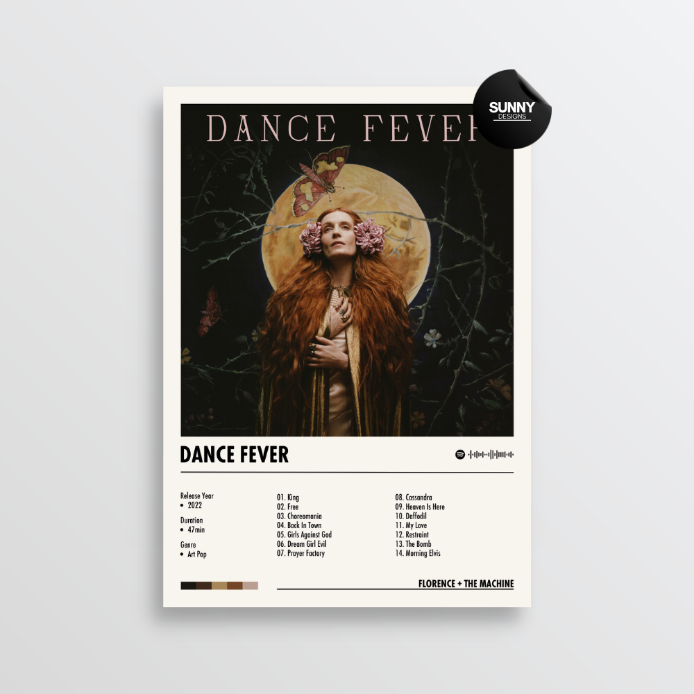 Florence and The Machine Dance Fever merch custom album cover poster music poster personalized gifts poster mockup poster template album posters for wall Sunny Designs Poster 