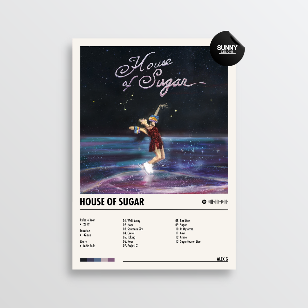 Alex G House of Sugar merch custom album cover poster music poster personalized gifts poster mockup poster template album posters for wall Sunny Designs Poster 