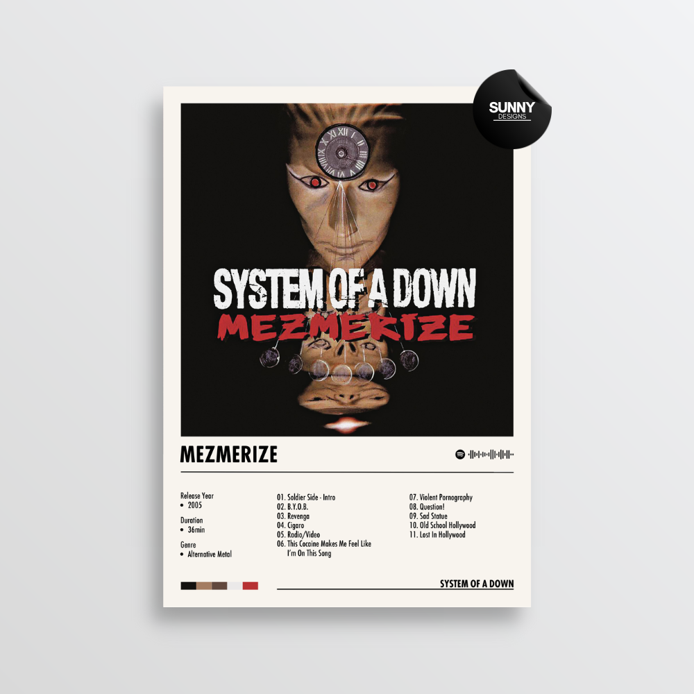 System Of A Down Mezmerize merch custom album cover poster music poster personalized gifts poster mockup poster template album posters for wall Sunny Designs Poster
