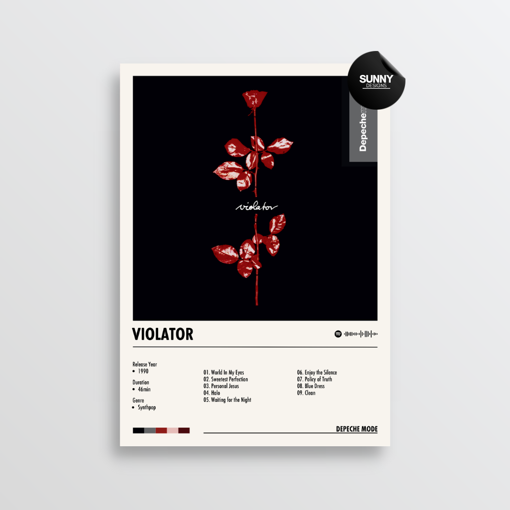 Depeche Mode Violator merch custom album cover poster music poster personalized gifts poster mockup poster template album posters for wall tracklist Sunny Designs Poster
